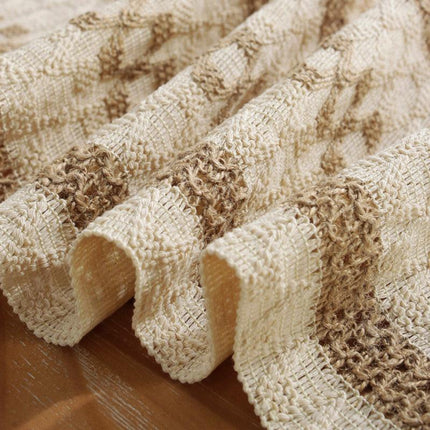 2-PCS White Bohemian Woven Table Runner with Tassels - Rustic Farmhouse Decor for Dining & Coffee Tables.