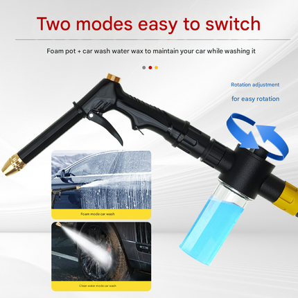 Yellow High-Pressure Car Wash Foam Gun & Hose Set - Adjustable Nozzle for Cleaning, Gardening & Pet Washing(10m).