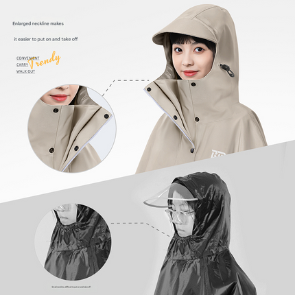 Black Long Full-Body Waterproof Raincoat for Electric Scooters & Motorcycles - Men's and Women's Riding Poncho with Adjustable Hood and Sleeve Design(L).