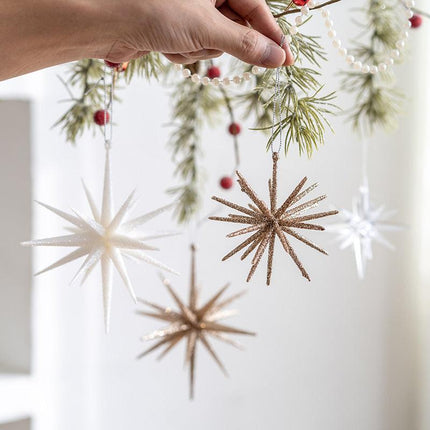 5-PCS Transparent New Christmas Ornament - Starburst Hanging Decor for Tree and Holiday Display.