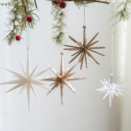 5-PCS Transparent New Christmas Ornament - Starburst Hanging Decor for Tree and Holiday Display.