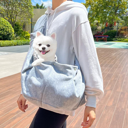 Grey Pet Carrier Backpack - Comfortable Shoulder Bag for Cats and Dogs, Ideal for Outdoor Use in Autumn and Winter.