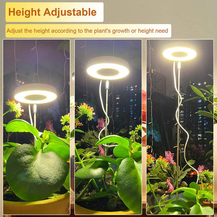 White Full Spectrum LED Grow Light with Telescopic Stake for Indoor Plants.