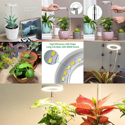 White Full Spectrum LED Grow Light with Telescopic Stake for Indoor Plants.