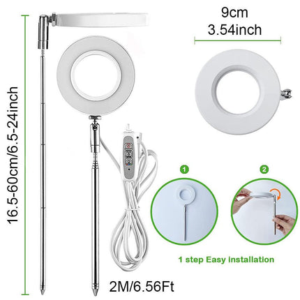 White Full Spectrum LED Grow Light with Telescopic Stake for Indoor Plants.