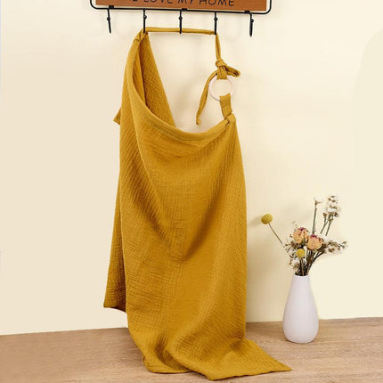 Ginger yellow Soft Muslin Cotton Nursing Cover - Breathable Breastfeeding Apron for Privacy.