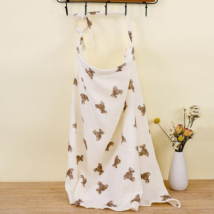 Single bear Soft Muslin Cotton Nursing Cover - Breathable Breastfeeding Apron for Privacy.