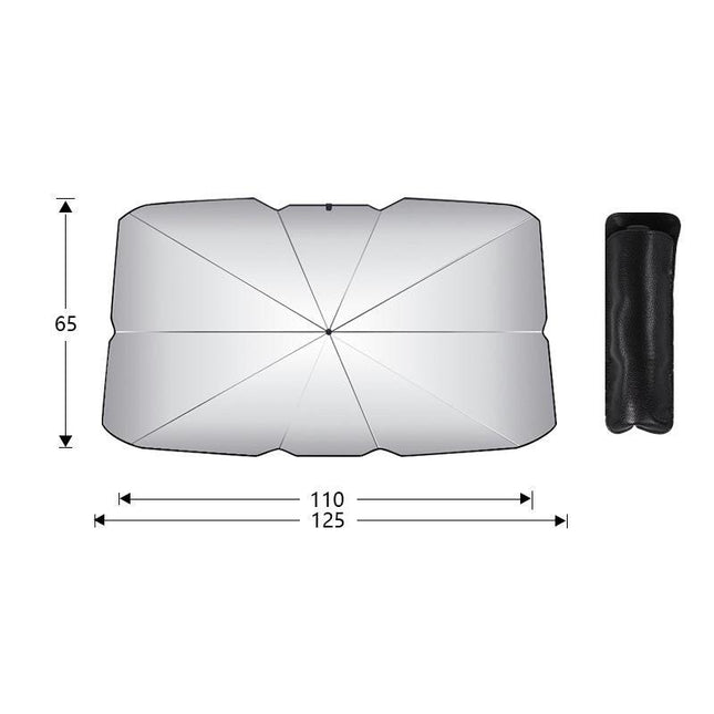 Small size Foldable Car Windshield Sun Shade Umbrella - Ultimate UV & Heat Blocker for Interior Protection.