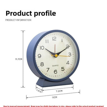 Pink Minimalist Silent Alarm Clock with Night Light - Non-Ticking Analogue Bedside & Desk Clock.