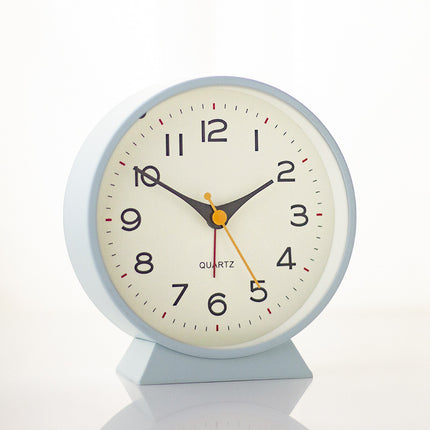 Light blue Minimalist Silent Alarm Clock with Night Light - Non-Ticking Analogue Bedside & Desk Clock.