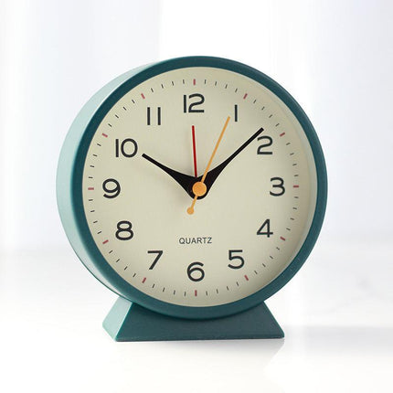 Dark green Minimalist Silent Alarm Clock with Night Light - Non-Ticking Analogue Bedside & Desk Clock.