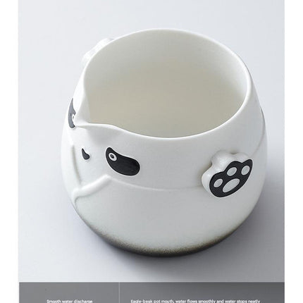 Adorable Panda Design Ceramic Tea Infuser Mug Set - 310ml Travel Crackle Glaze Cup with Lid & Strainer(black).
