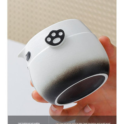 Adorable Panda Design Ceramic Tea Infuser Mug Set - 310ml Travel Crackle Glaze Cup with Lid & Strainer(blue).