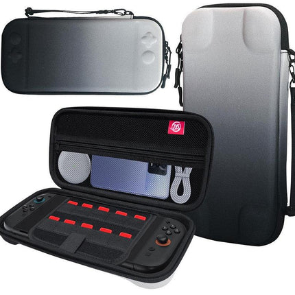 Portable Hard Shell Travel Case for Nintendo Switch/Switch Lite/OLED - Game Card Slots & Accessory Pocket(Gradient gray and white).