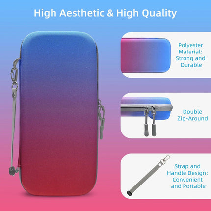 Portable Hard Shell Travel Case for Nintendo Switch/Switch Lite/OLED - Game Card Slots & Accessory Pocket(Gradient orange and blue).