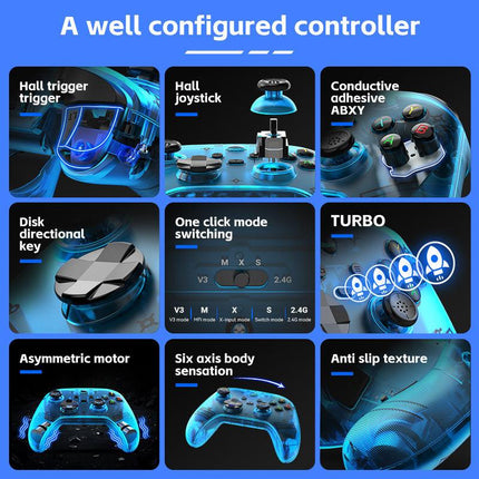 G6 Pro Wireless Gaming Controller - Hall Joysticks & Triggers, Multi-Platform, Six-Axis Gyro, Turbo & Macro(blue).