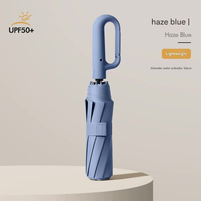 Automatic Open/Close Umbrella with UPF50+ Sun Protection - 10-Rib Windproof Design, Carabiner Handle(Blue).
