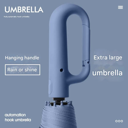 Automatic Open/Close Umbrella with UPF50+ Sun Protection - 10-Rib Windproof Design, Carabiner Handle(Blue).