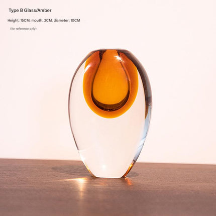 Artistic Teardrop Glass Vase - Handcrafted Glazed Finish for Hydroponics & Floral Decor(amber).