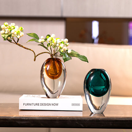 Artistic Teardrop Glass Vase - Handcrafted Glazed Finish for Hydroponics & Floral Decor(amber).