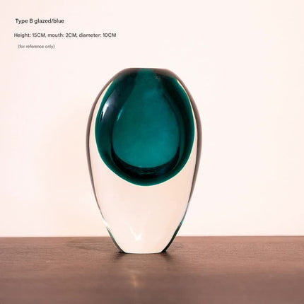 Artistic Teardrop Glass Vase - Handcrafted Glazed Finish for Hydroponics & Floral Decor(blue).