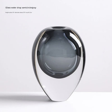 Artistic Teardrop Glass Vase - Handcrafted Glazed Finish for Hydroponics & Floral Decor(grey).