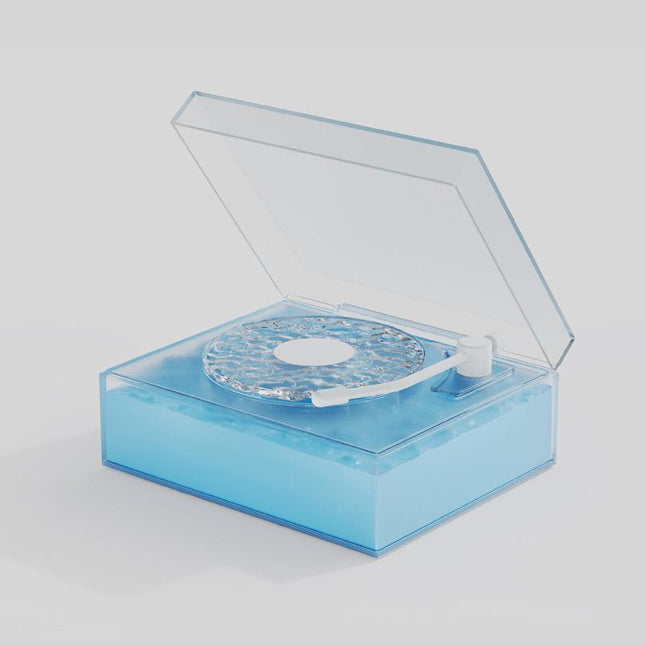 Retro Vinyl Bluetooth Speaker with Water Ripple Light Projection & 360 Surround Sound(blue).