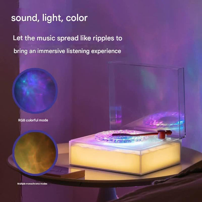 Retro Vinyl Bluetooth Speaker with Water Ripple Light Projection & 360 Surround Sound(pink).