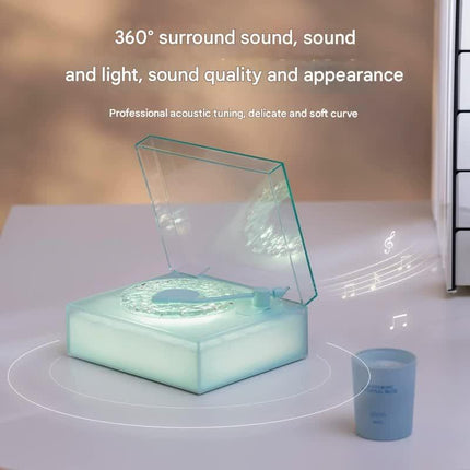 Retro Vinyl Bluetooth Speaker with Water Ripple Light Projection & 360 Surround Sound(grey).