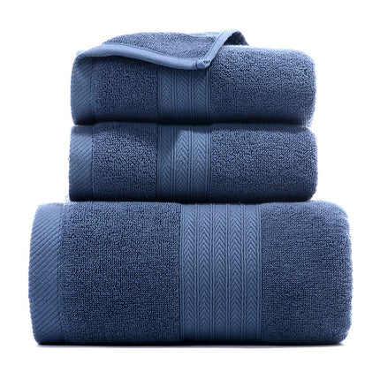 Premium Long-Staple Cotton Towel Set - 2 Hand Towels & 1 Bath Towel Gift Bundle(blue).
