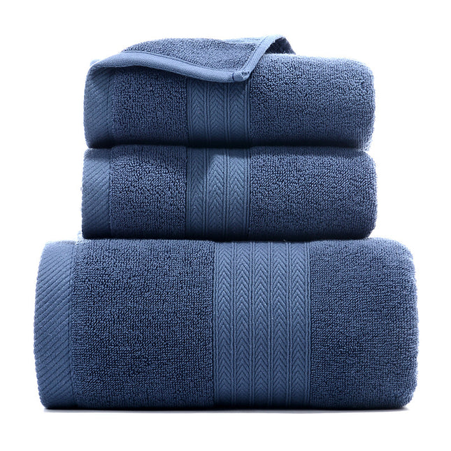 Premium Long-Staple Cotton Towel Set - 2 Hand Towels & 1 Bath Towel Gift Bundle(blue).