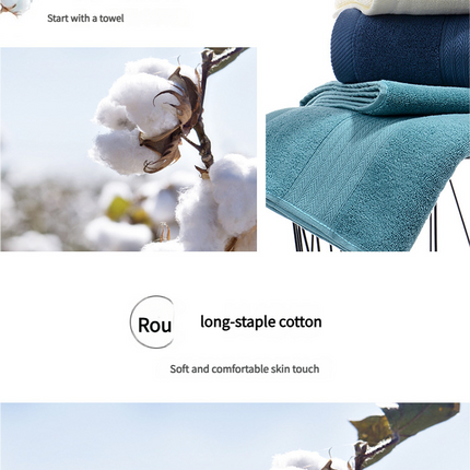 Premium Long-Staple Cotton Towel Set - 2 Hand Towels & 1 Bath Towel Gift Bundle(blue).