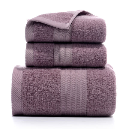 Premium Long-Staple Cotton Towel Set - 2 Hand Towels & 1 Bath Towel Gift Bundle(purple).