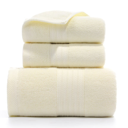 Premium Long-Staple Cotton Towel Set - 2 Hand Towels & 1 Bath Towel Gift Bundle(yellow).