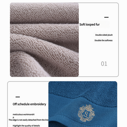 Premium Absorbent Cotton Towel Set - Soft Bath & Hand Towels with Double-Sided Plush(dark grey).