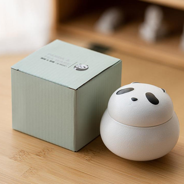 Artisanal Animal-Shaped Ceramic Tea Storage Jar with Gift Box - 140ml Capacity, Textured Finish(white).