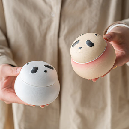 Artisanal Animal-Shaped Ceramic Tea Storage Jar with Gift Box - 140ml Capacity, Textured Finish(white).