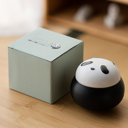 Artisanal Animal-Shaped Ceramic Tea Storage Jar with Gift Box - 140ml Capacity, Textured Finish(black).