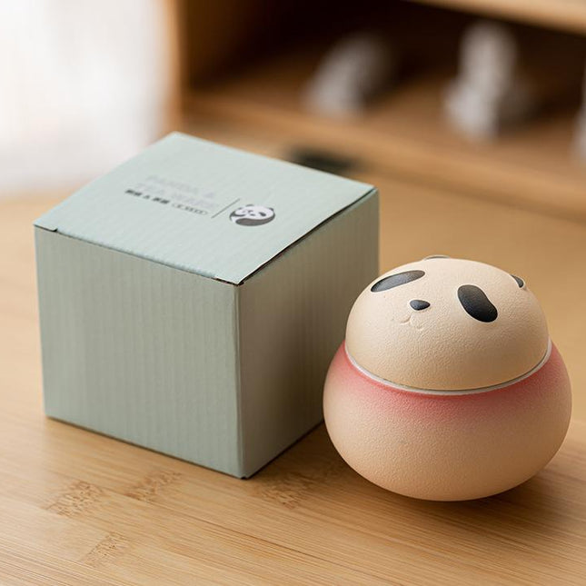 Artisanal Animal-Shaped Ceramic Tea Storage Jar with Gift Box - 140ml Capacity, Textured Finish(Gradient Red).
