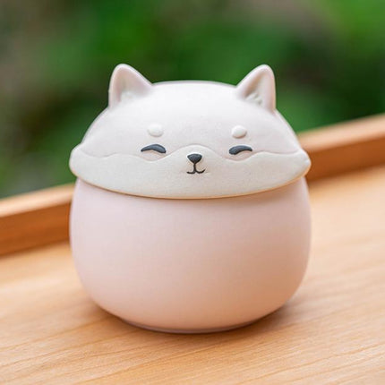 Artisan Ceramic Sealed Storage Jar with Animal Design - Airtight Tea Preservation & Decorative Accent(pink).