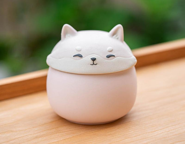 Artisan Ceramic Sealed Storage Jar with Animal Design - Airtight Tea Preservation & Decorative Accent(pink).