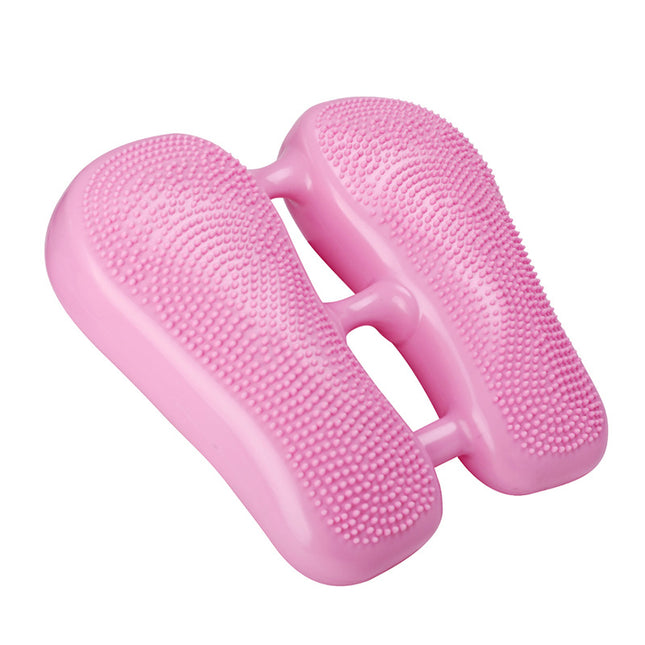 Dual-Side Textured Fitness Balance Board - Core Strengthener with Anti-Slip Massage Surface(pink).