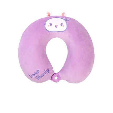 2-in-1 Convertible Eye Mask & Travel Neck Pillow Set - Plush Fabric with Snap Closure(purple).