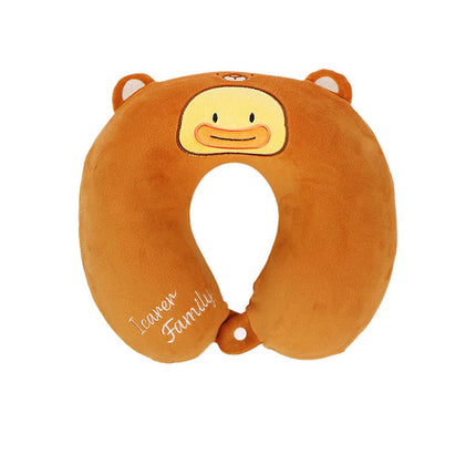 2-in-1 Convertible Eye Mask & Travel Neck Pillow Set - Plush Fabric with Snap Closure(brown).