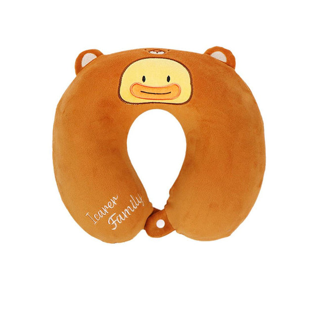 2-in-1 Convertible Eye Mask & Travel Neck Pillow Set - Plush Fabric with Snap Closure(brown).