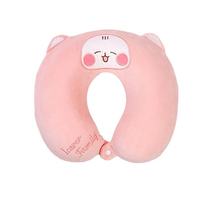 2-in-1 Convertible Eye Mask & Travel Neck Pillow Set - Plush Fabric with Snap Closure(pink).