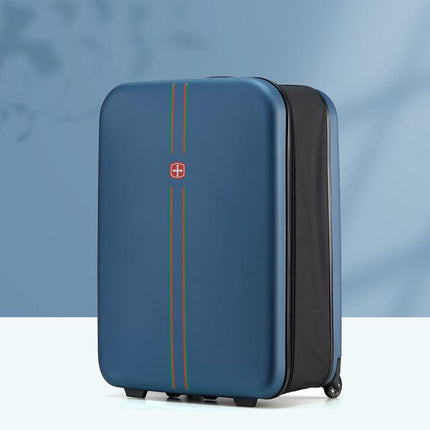 Compact Expandable Foldable Luggage - Reinforced Alloy Handle & Silent Wheels(dark blue).