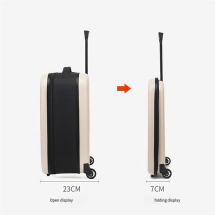 Compact Expandable Foldable Luggage - Reinforced Alloy Handle & Silent Wheels(dark blue).