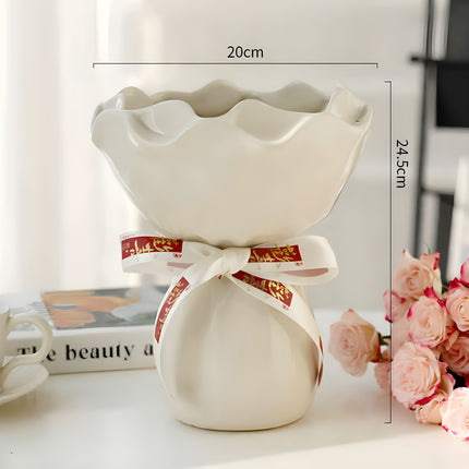 Handcrafted Minimalist Ceramic Vase - Artistic Home Decor Centerpiece(white).