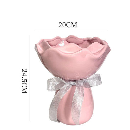 Handcrafted Minimalist Ceramic Vase - Artistic Home Decor Centerpiece(pink).